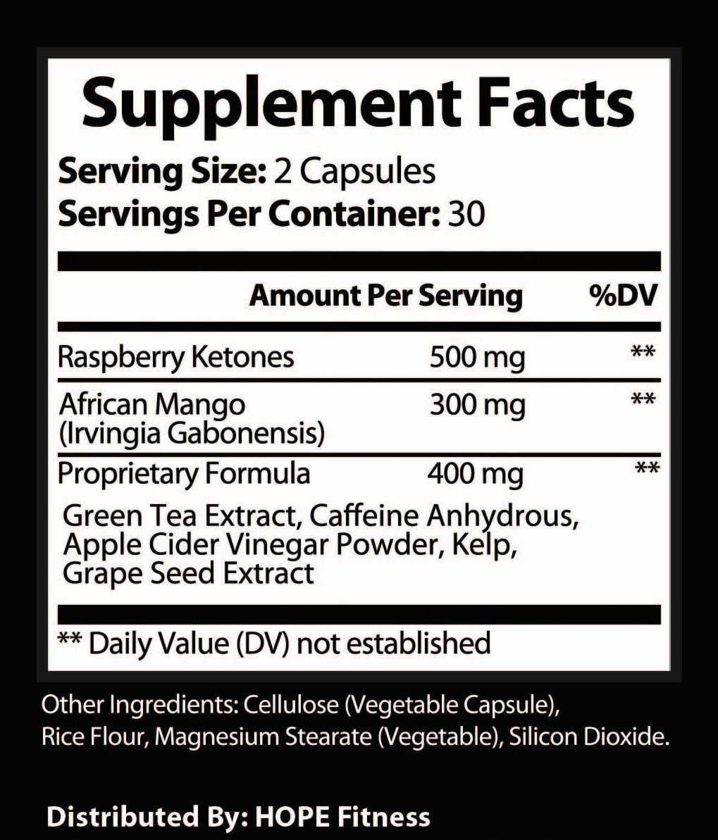 Max Fat Burn Raspberry Ketones Ingredients