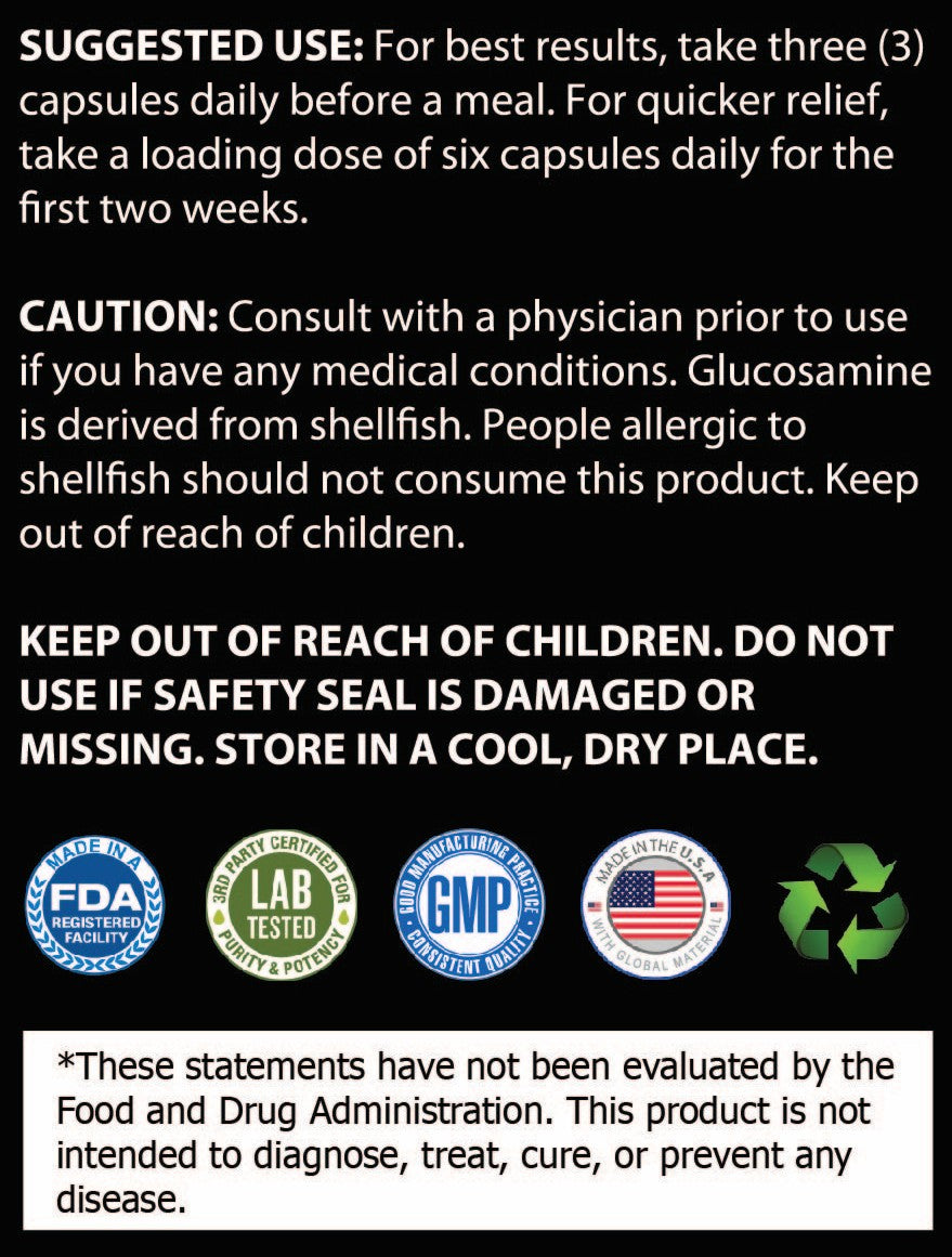 Product label with usage instructions, cautionary statements, and certification logos on a black background.