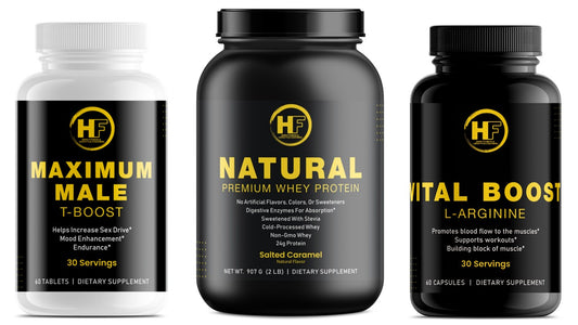 HOPE Fitness Men's Mojo Pack - Salted Caramel whey, Vital Boost L-Arginine, Maximum Male T-Boost