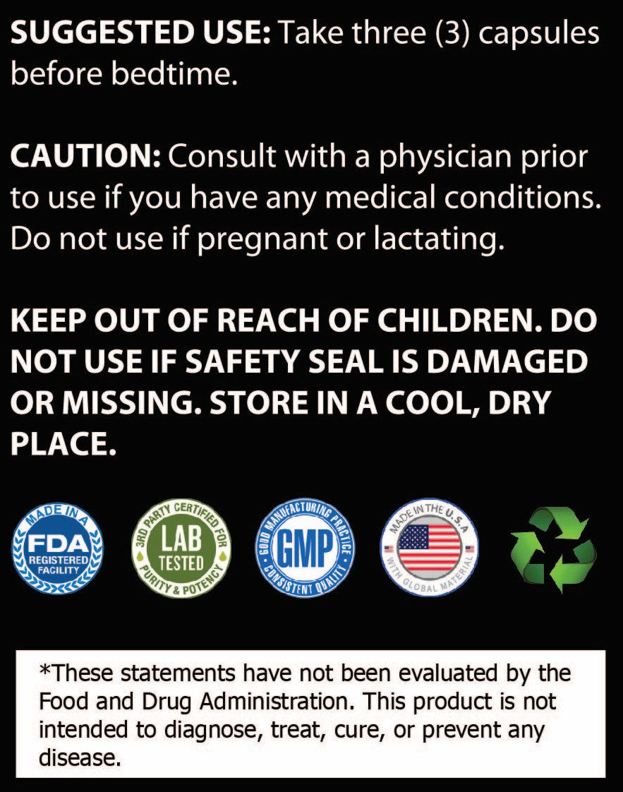 Product label with usage instructions, cautionary statements, and certification logos on a black background.
