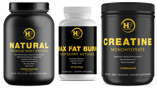 HOPE Fitness Weight loss Pack - Salted Caramel Whey, Max Fat Burn Raspberry Ketones, Creatine Monohydrate